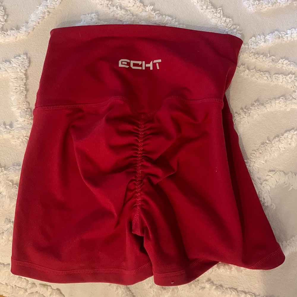 ECHT apparel shorts XS. Red scrunch butt.